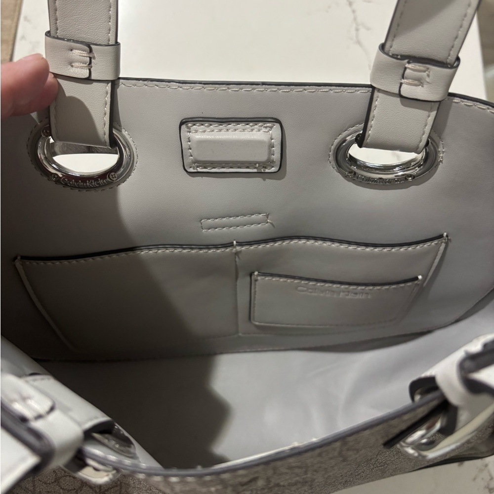 Calvin Klein Gray Monogram Shoulder Bag - Picture 3 of 4